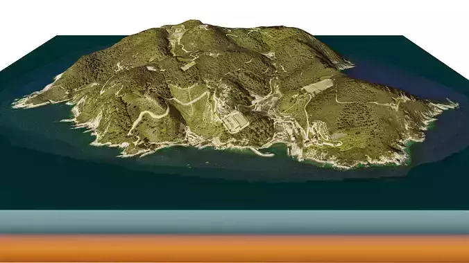 Gorgona island 3d model terrain Low-poly 3D model