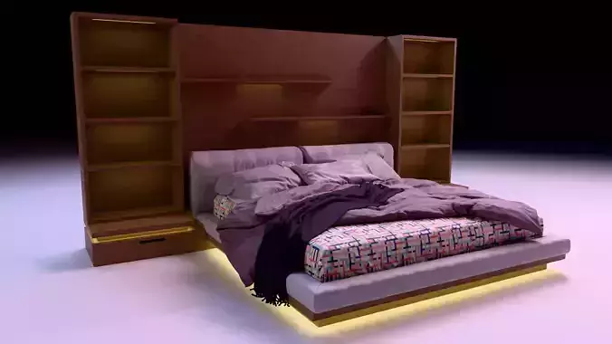 LuxeGlow Modern Bed with Integrated Storage
