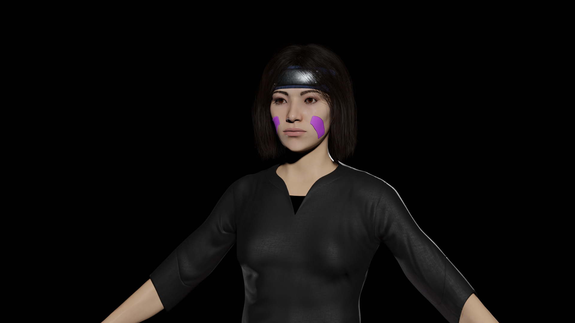 Kunoichi 3d Model - Realistic Ninja Warrior 3D model_2