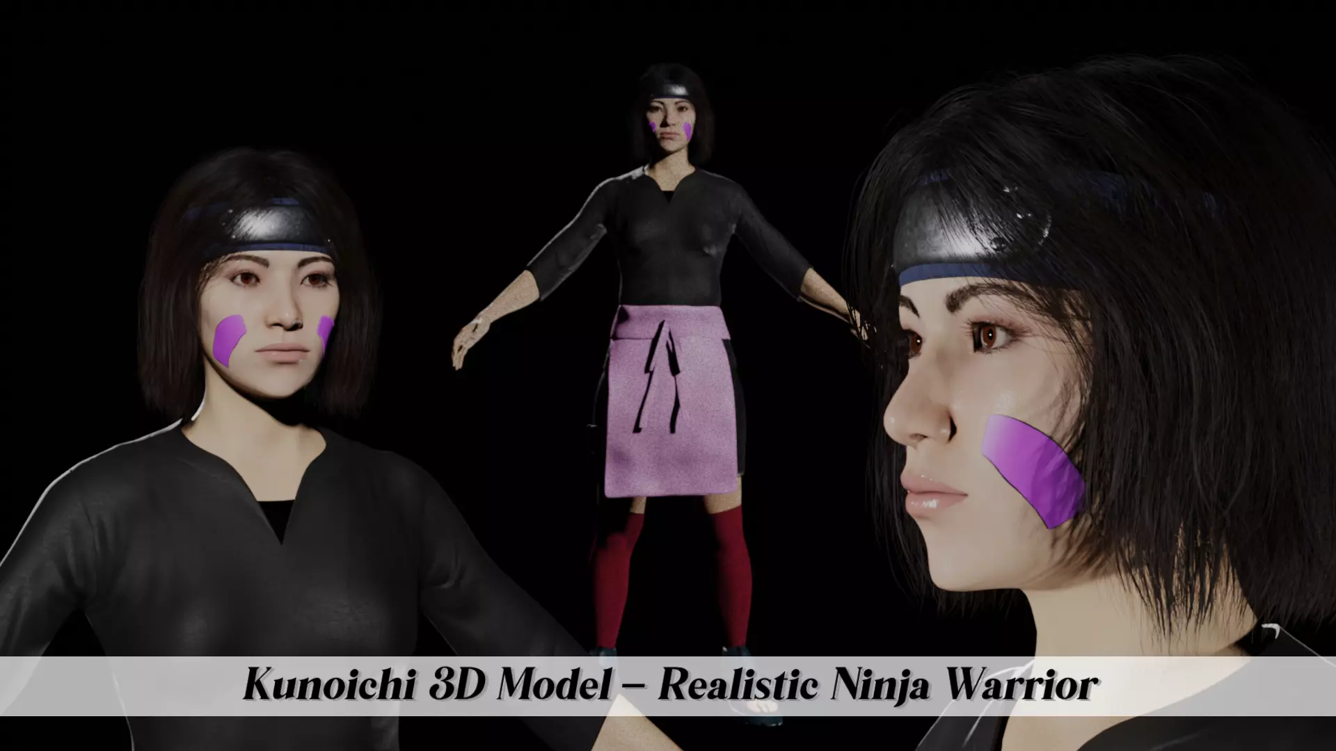 Kunoichi 3d Model - Realistic Ninja Warrior 3D model_0
