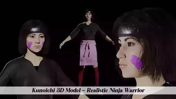 Kunoichi 3d Model - Realistic Ninja Warrior 3D model