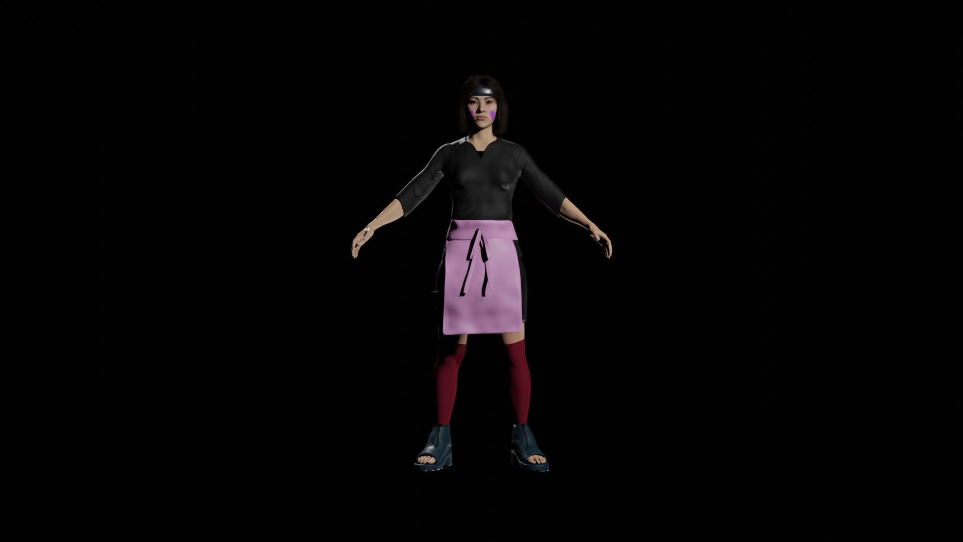 Kunoichi 3d Model - Realistic Ninja Warrior 3D model_7