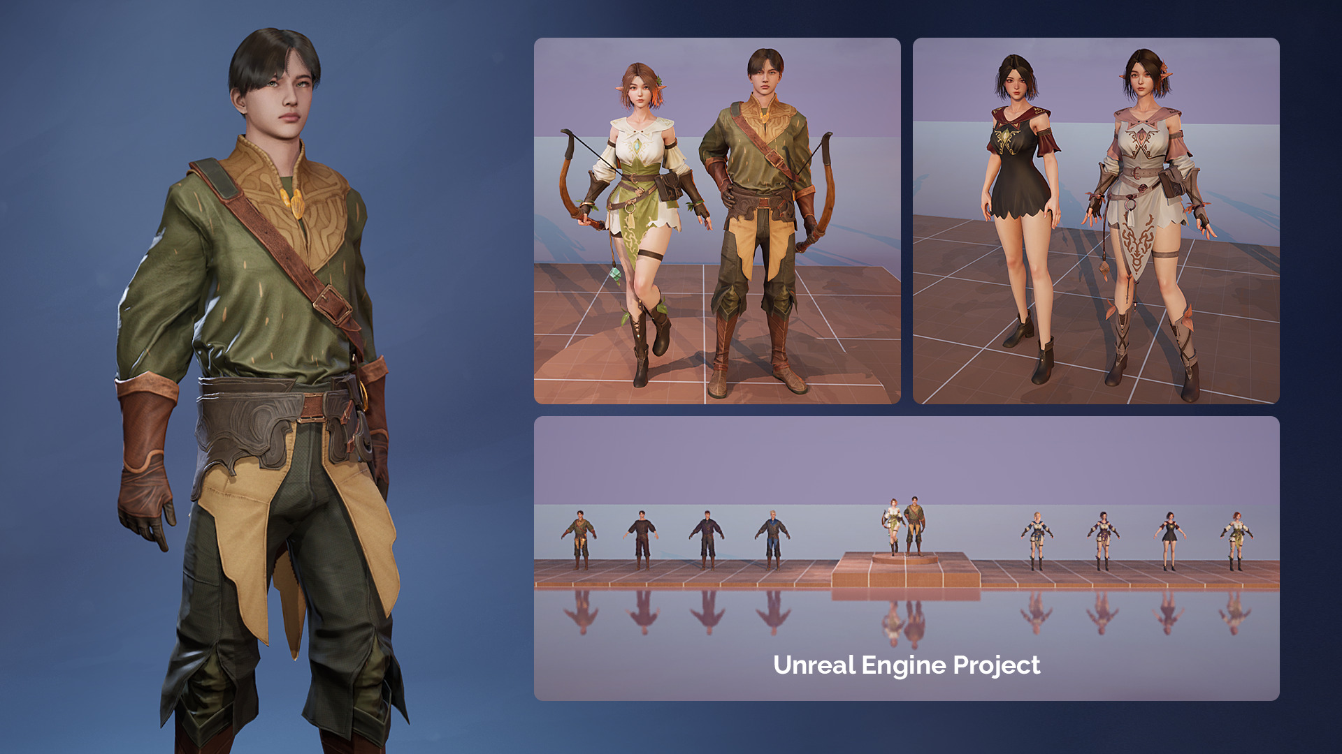 MMORPG Newbie Archers - Medieval Fantasy Modular Character Low-poly 3D model_21