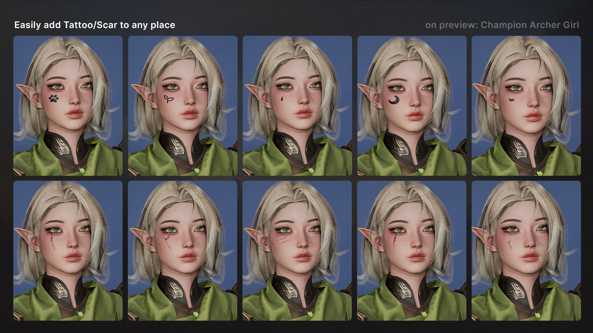 MMORPG Newbie Archers - Medieval Fantasy Modular Character Low-poly 3D model_16