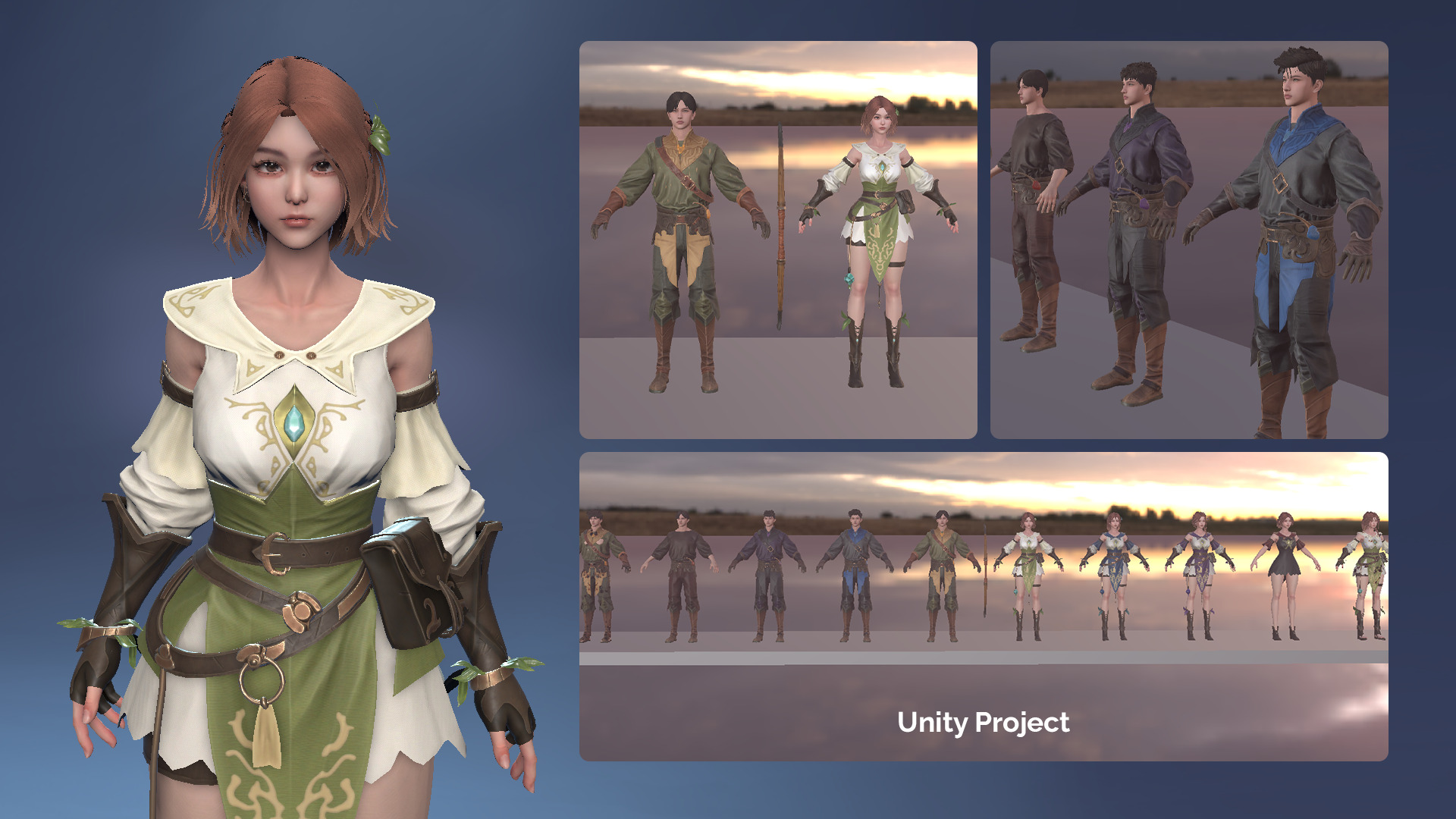MMORPG Newbie Archers - Medieval Fantasy Modular Character Low-poly 3D model_23