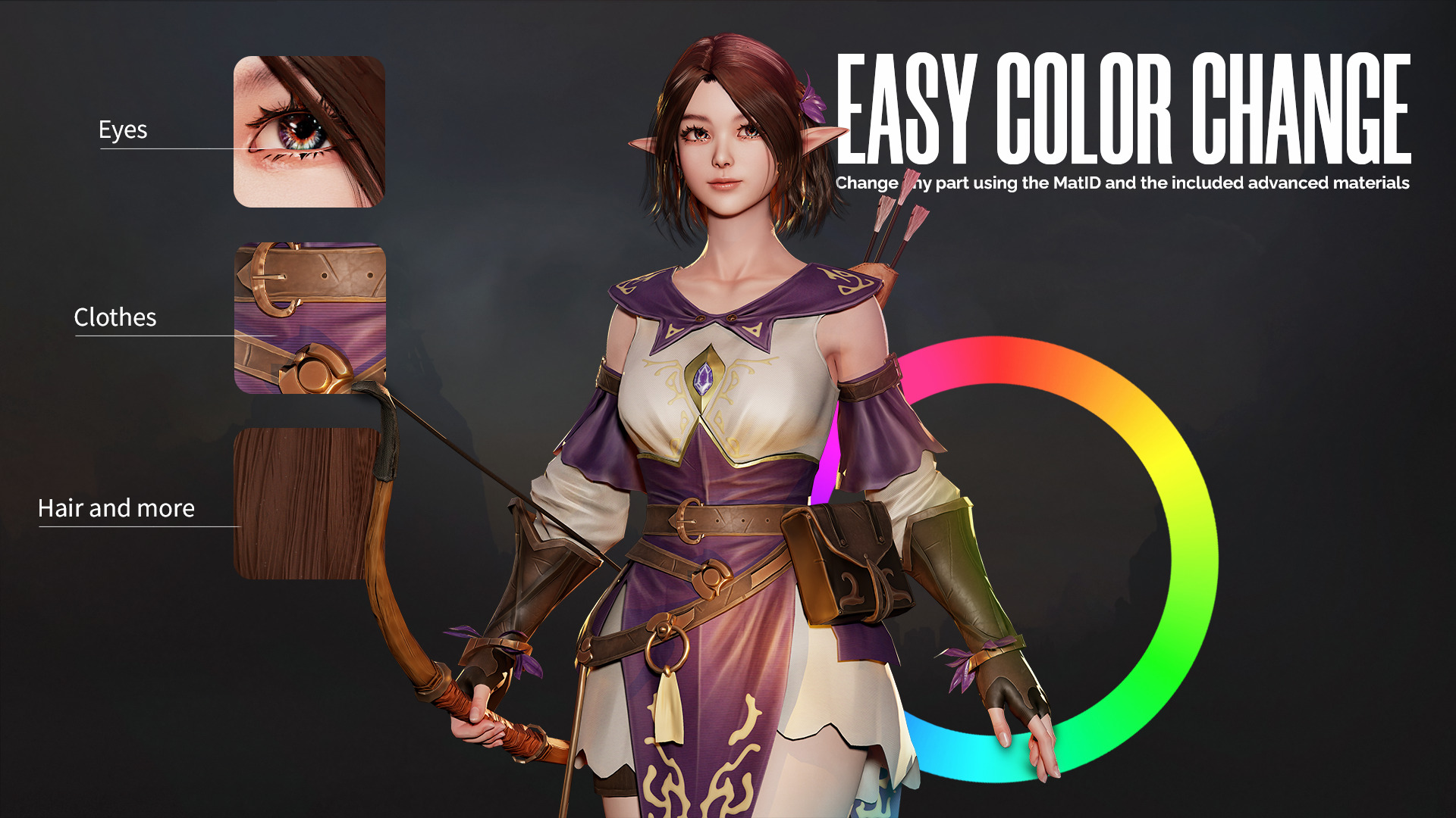 MMORPG Newbie Archers - Medieval Fantasy Modular Character Low-poly 3D model_6