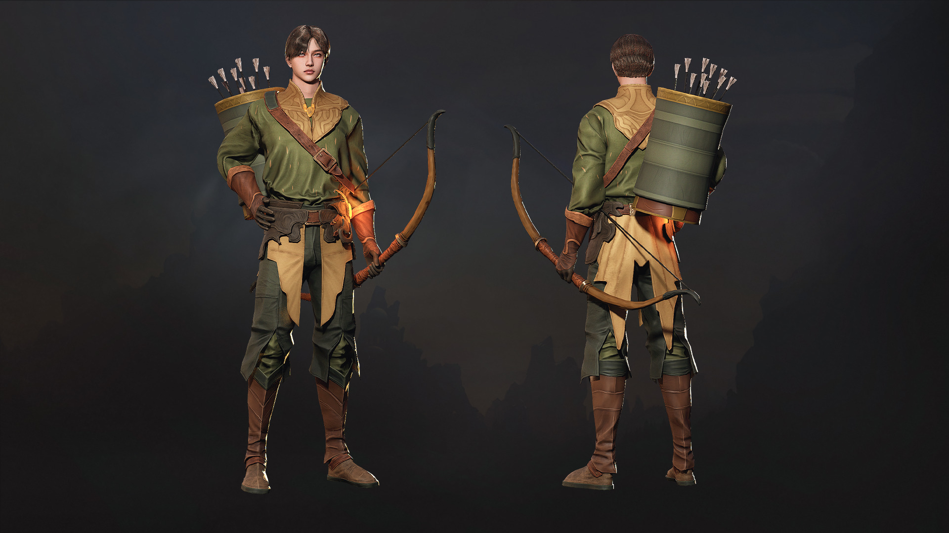 MMORPG Newbie Archers - Medieval Fantasy Modular Character Low-poly 3D model_4
