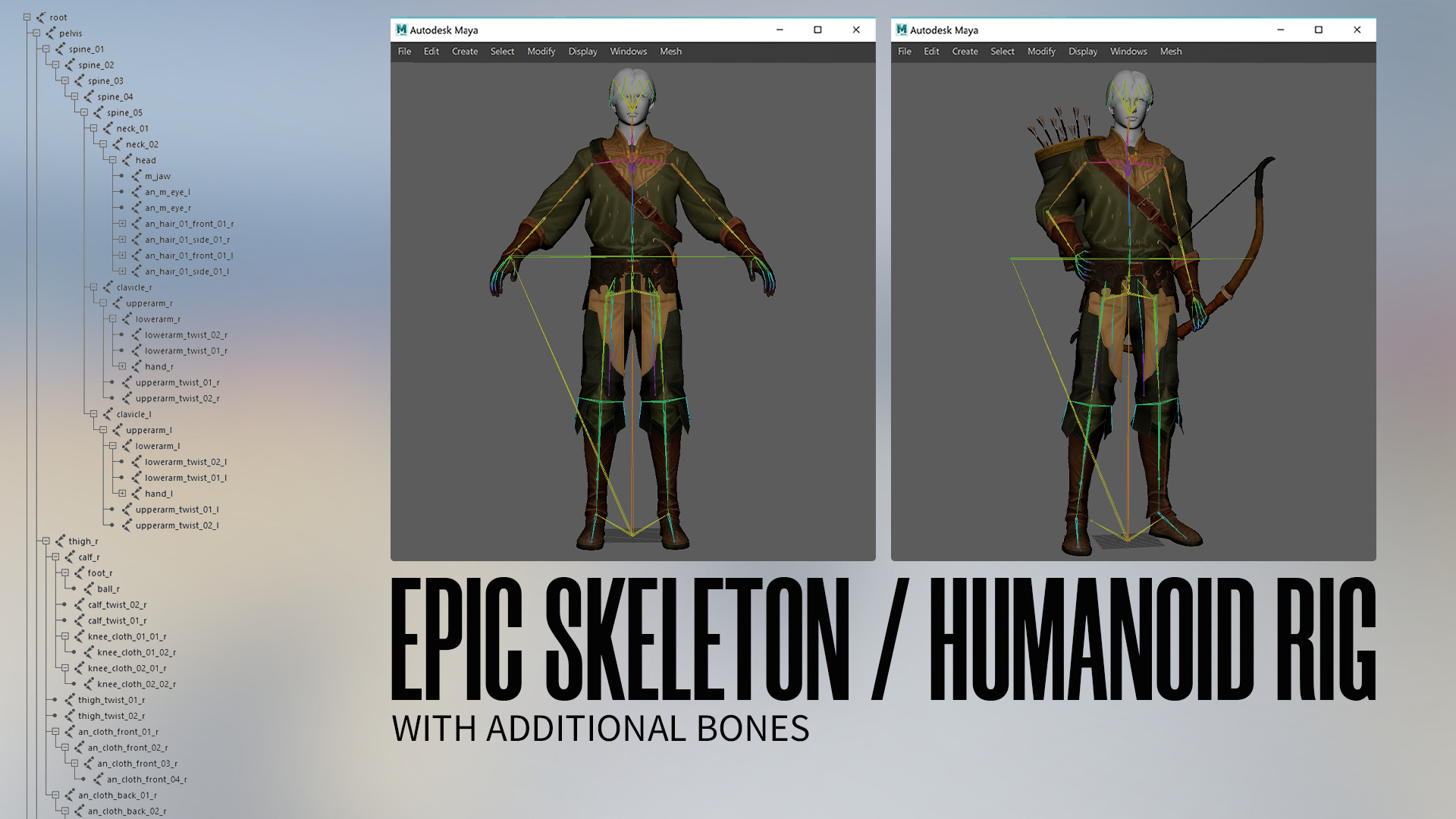 MMORPG Newbie Archers - Medieval Fantasy Modular Character Low-poly 3D model_18