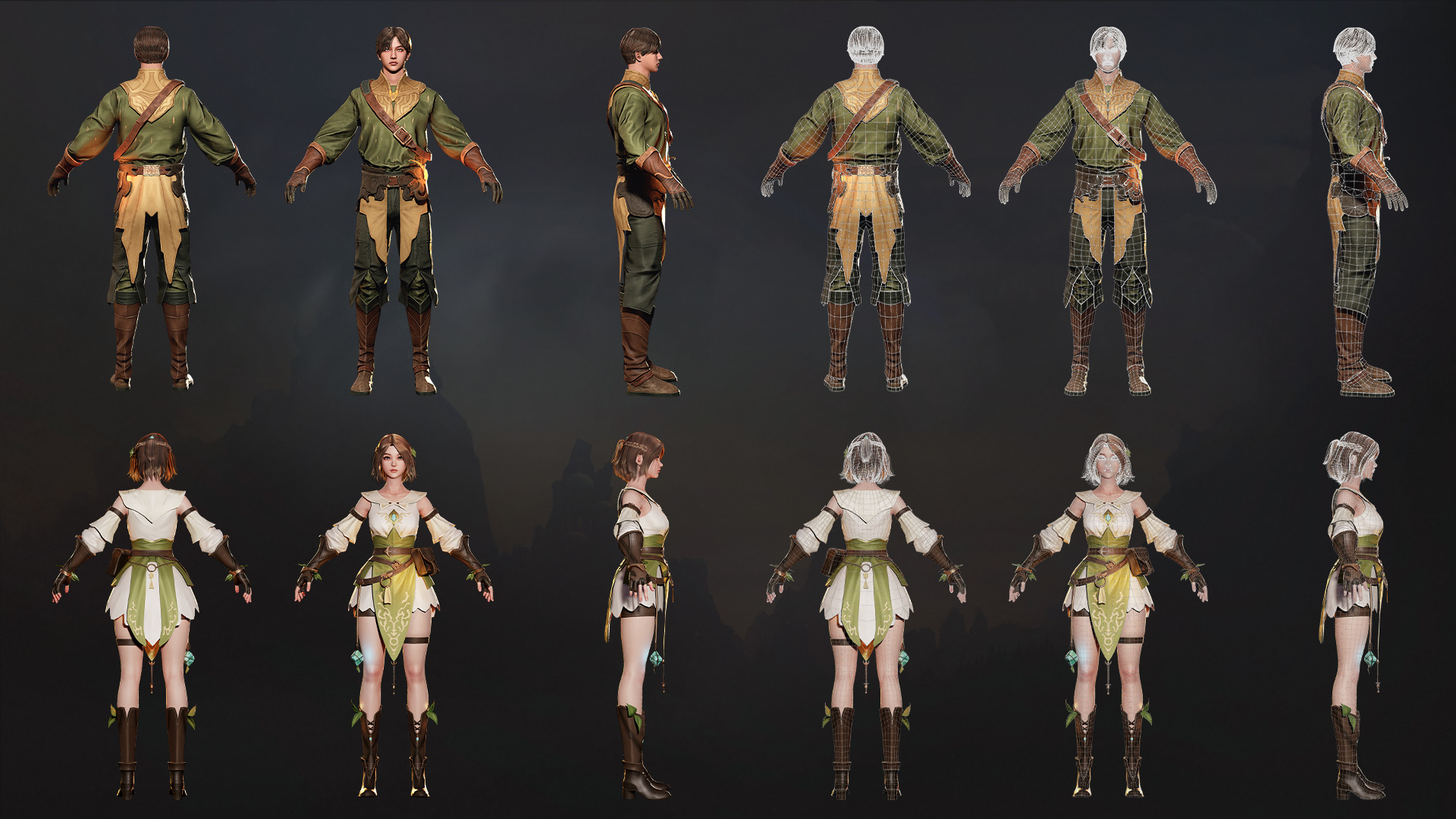 MMORPG Newbie Archers - Medieval Fantasy Modular Character Low-poly 3D model_26