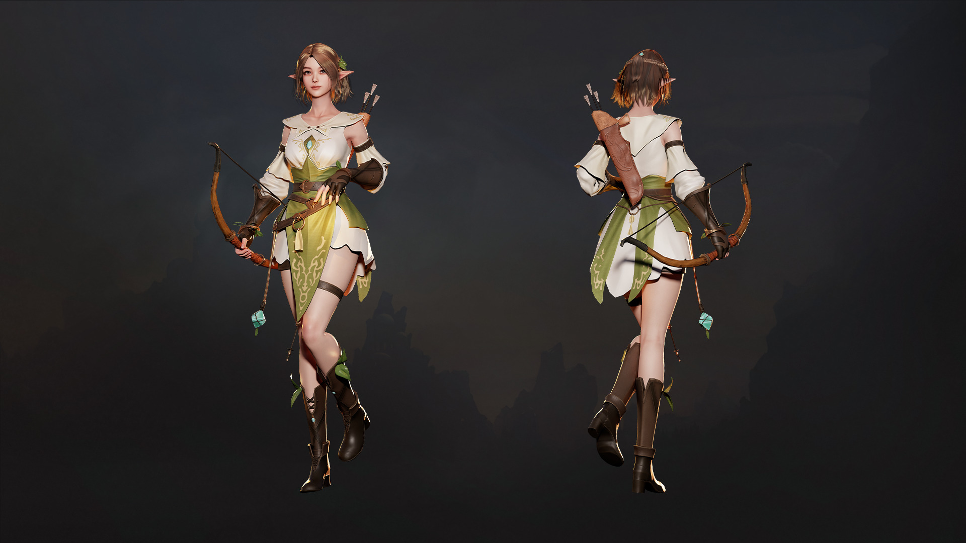MMORPG Newbie Archers - Medieval Fantasy Modular Character Low-poly 3D model_3