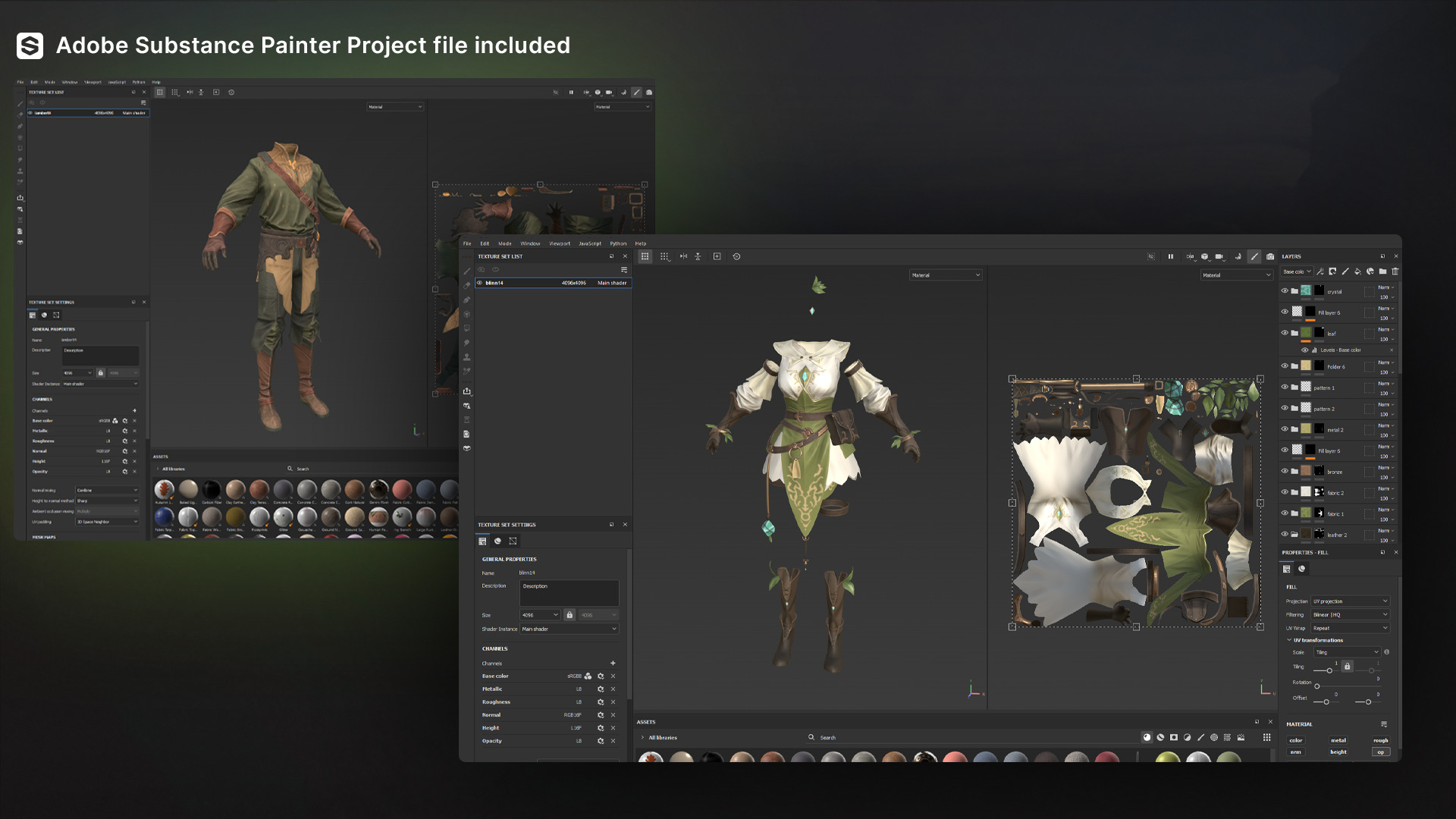 MMORPG Newbie Archers - Medieval Fantasy Modular Character Low-poly 3D model_25