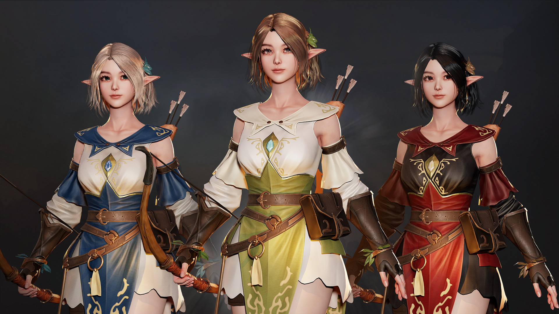 MMORPG Newbie Archers - Medieval Fantasy Modular Character Low-poly 3D model_7