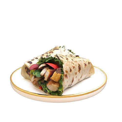 Shawarma Burrito Grilled Kebab 3D Model Low-poly 3D model 4