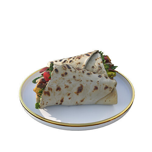 Shawarma Burrito Grilled Kebab 3D Model Low-poly 3D model 6