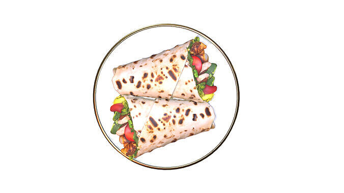 Shawarma Burrito Grilled Kebab 3D Model Low-poly 3D model 3
