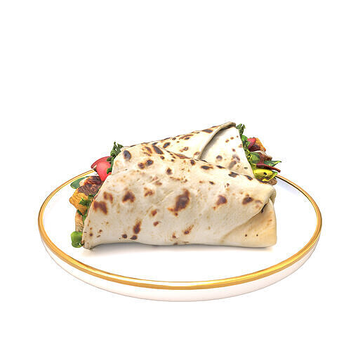 Shawarma Burrito Grilled Kebab 3D Model Low-poly 3D model 5