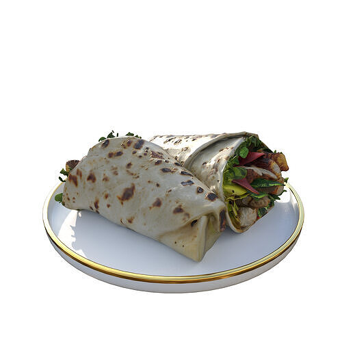 Shawarma Burrito Grilled Kebab 3D Model Low-poly 3D model 7