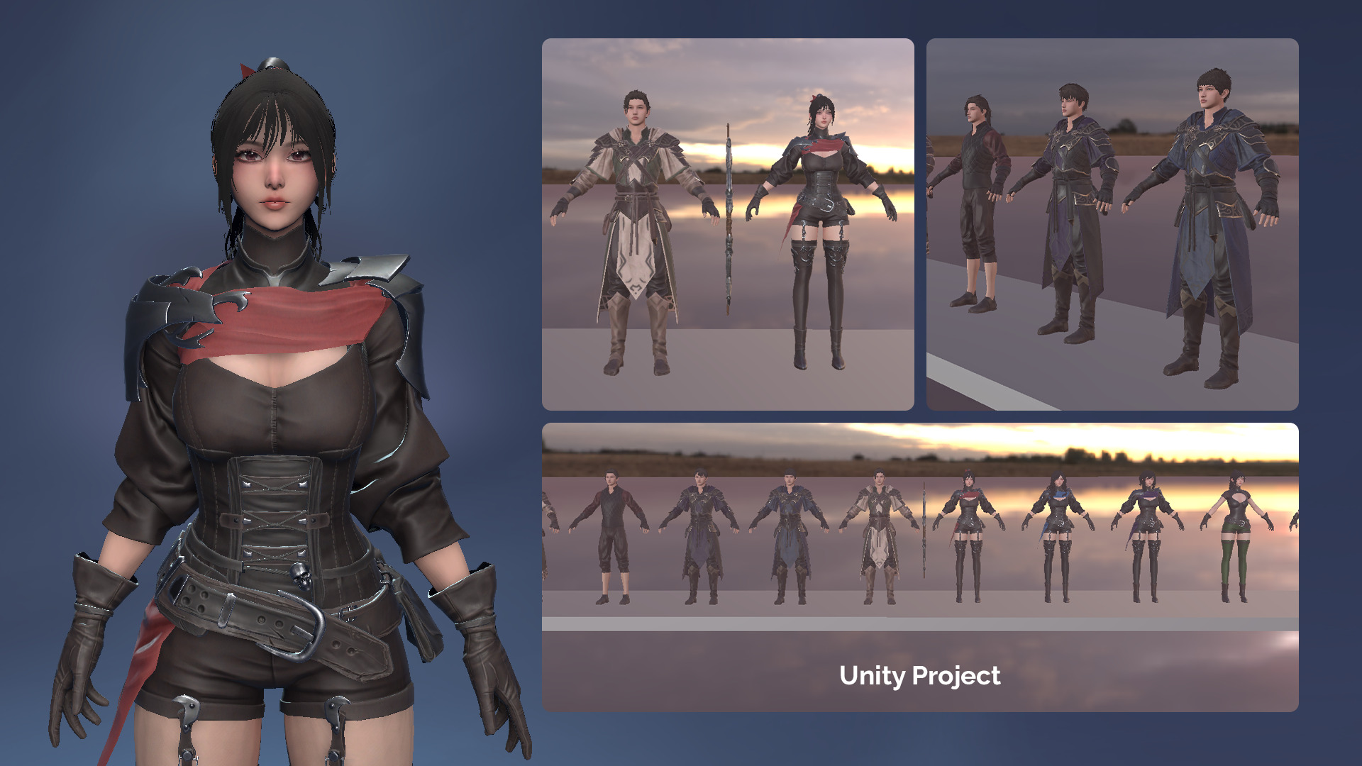 MMORPG Advanced Archers - Medieval Fantasy Modular Character Low-poly 3D model_23