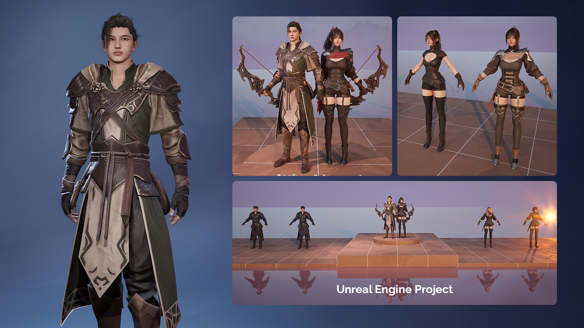 MMORPG Advanced Archers - Medieval Fantasy Modular Character Low-poly 3D model_21