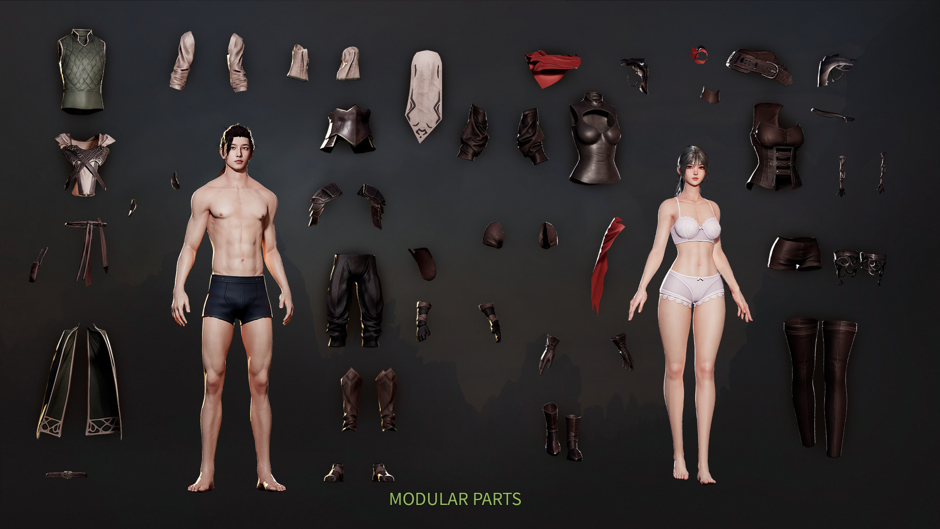 MMORPG Advanced Archers - Medieval Fantasy Modular Character Low-poly 3D model_11