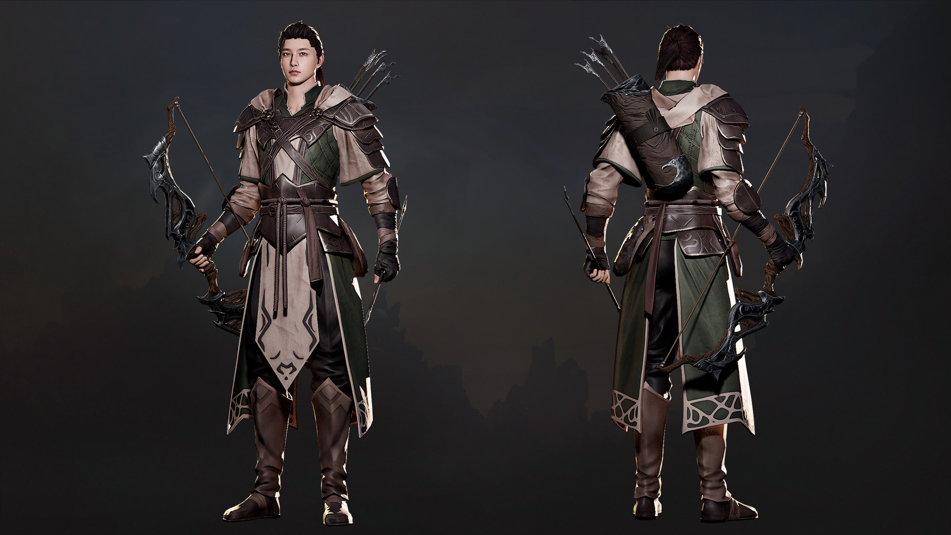 MMORPG Advanced Archers - Medieval Fantasy Modular Character Low-poly 3D model_4