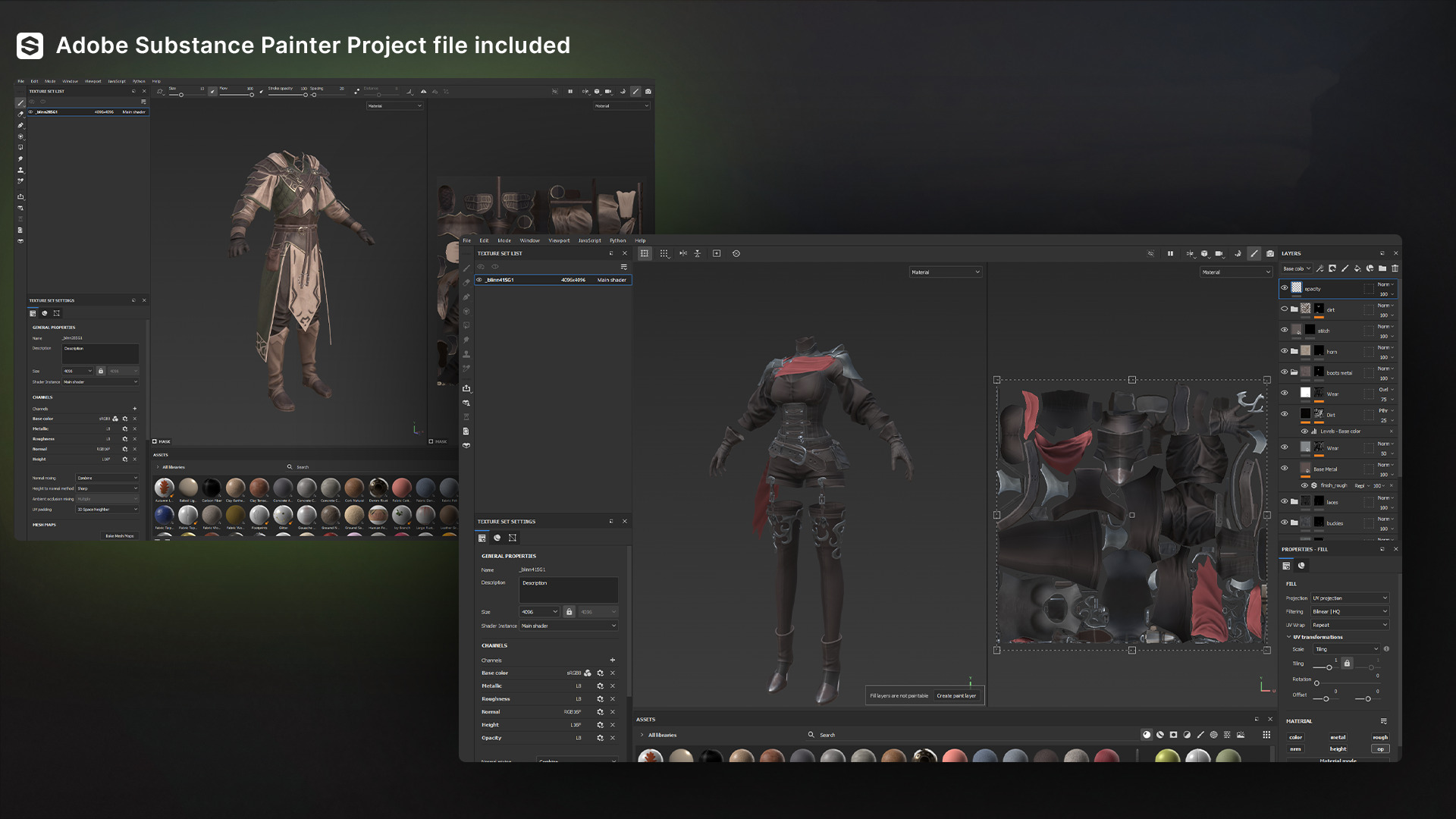 MMORPG Advanced Archers - Medieval Fantasy Modular Character Low-poly 3D model_25
