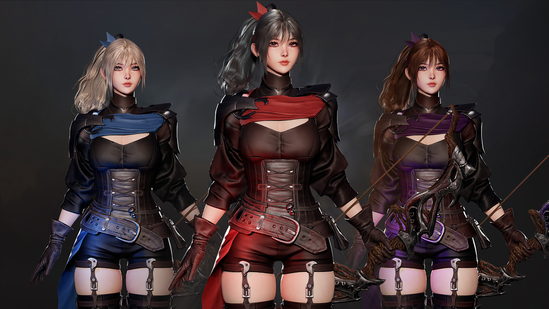 MMORPG Advanced Archers - Medieval Fantasy Modular Character Low-poly 3D model_7