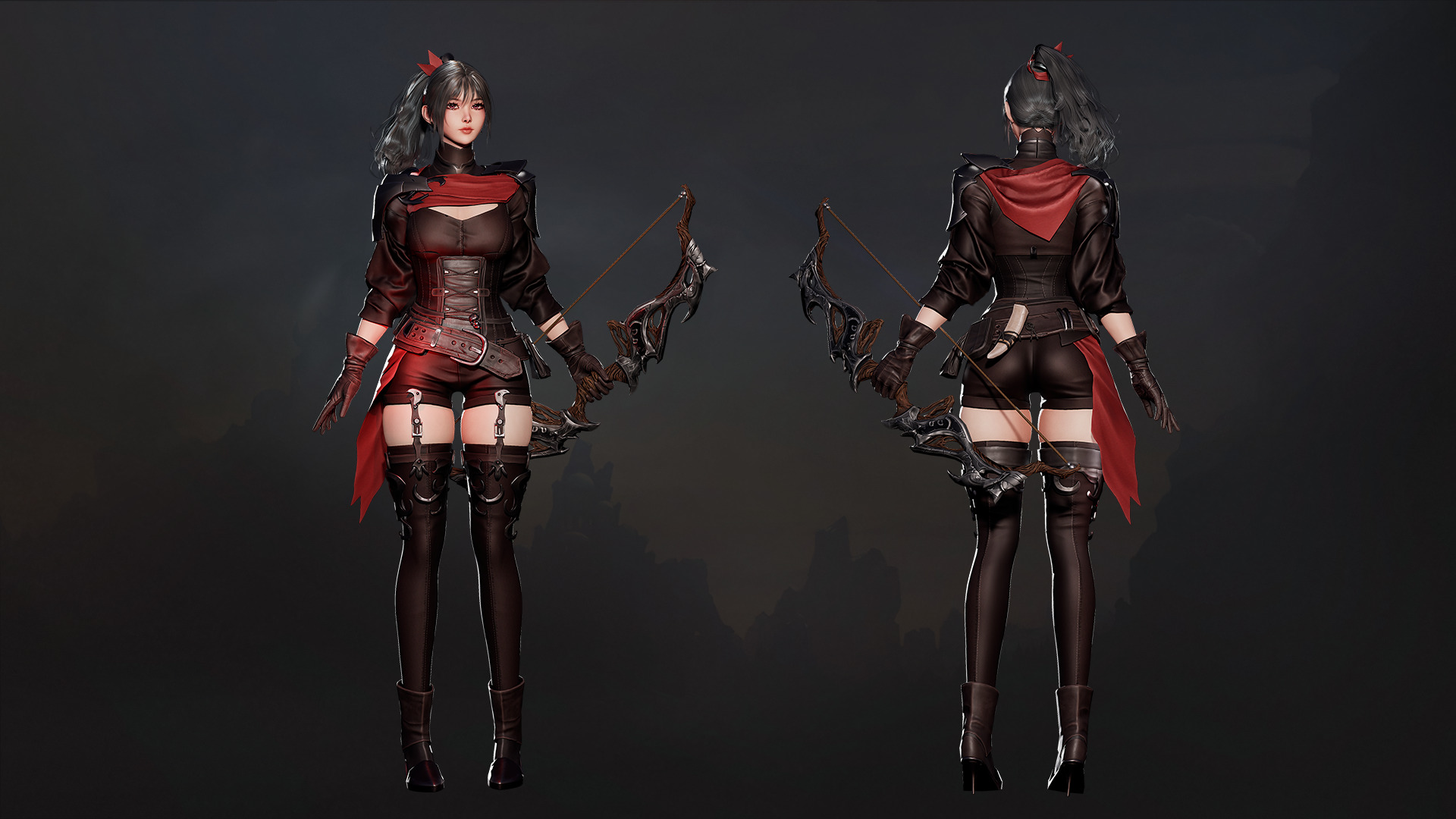 MMORPG Advanced Archers - Medieval Fantasy Modular Character Low-poly 3D model_3