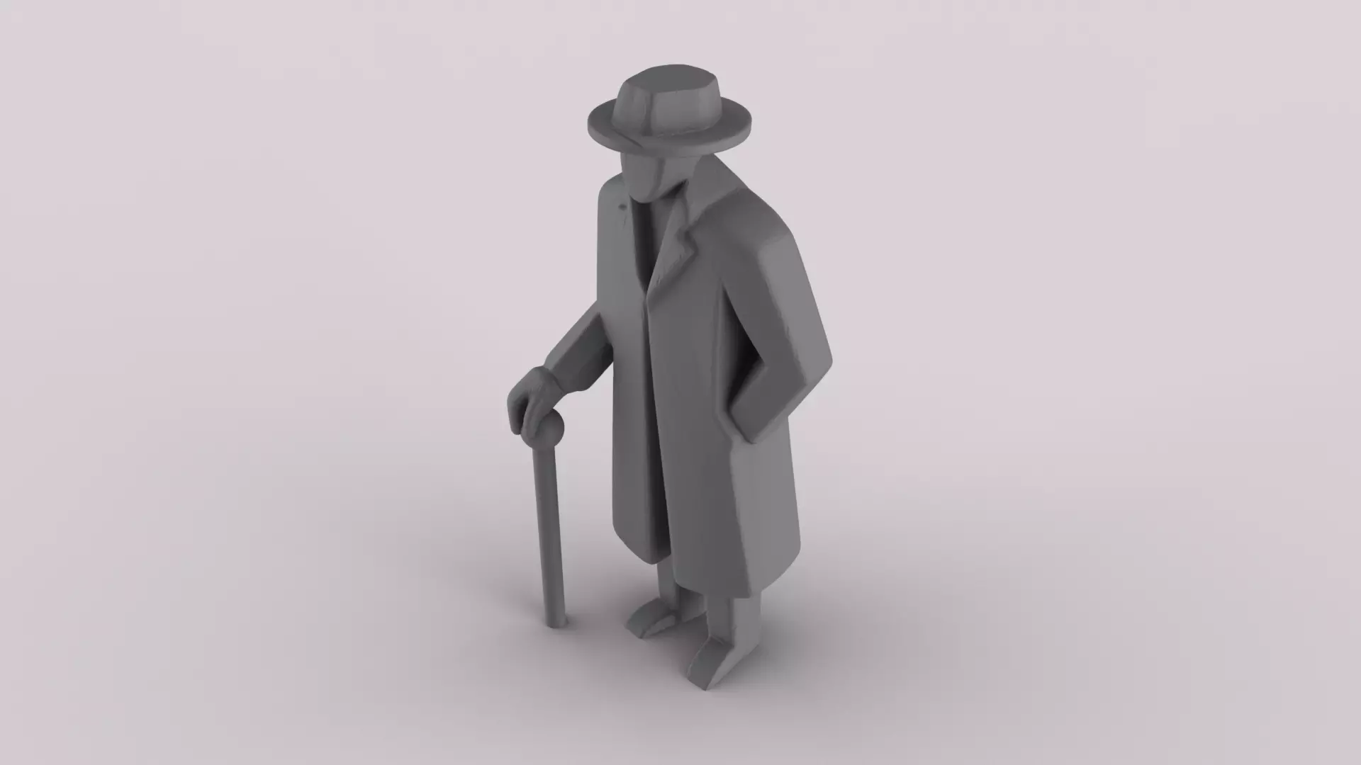 Low Poly Old Man Figure 3D print model