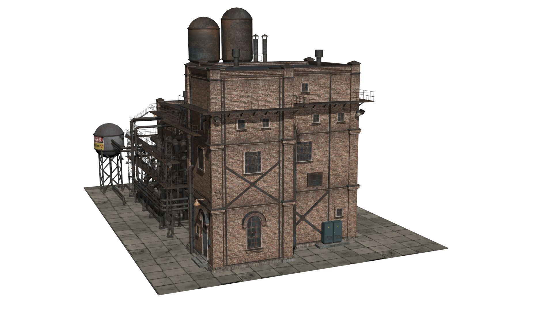 old industrial building  Low-poly 3D model_3