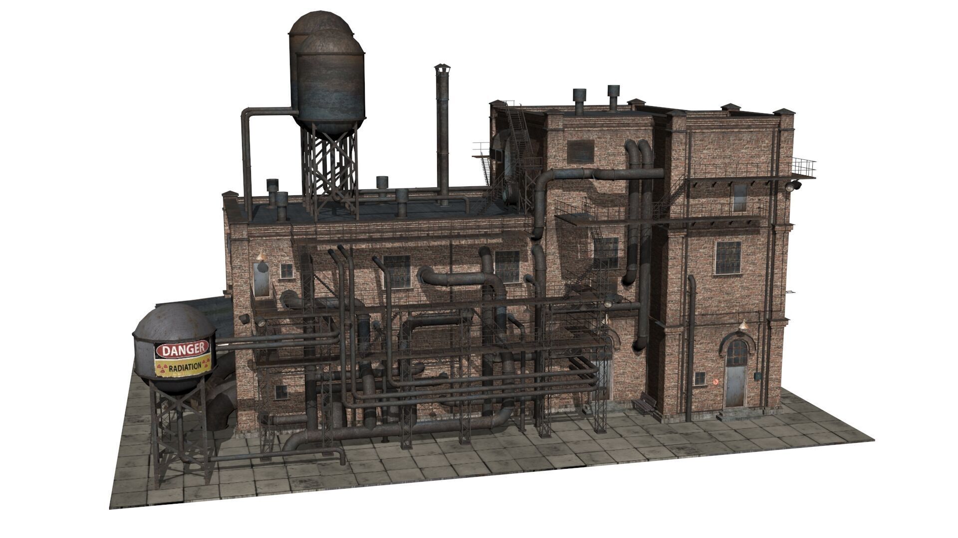 old industrial building  Low-poly 3D model_10