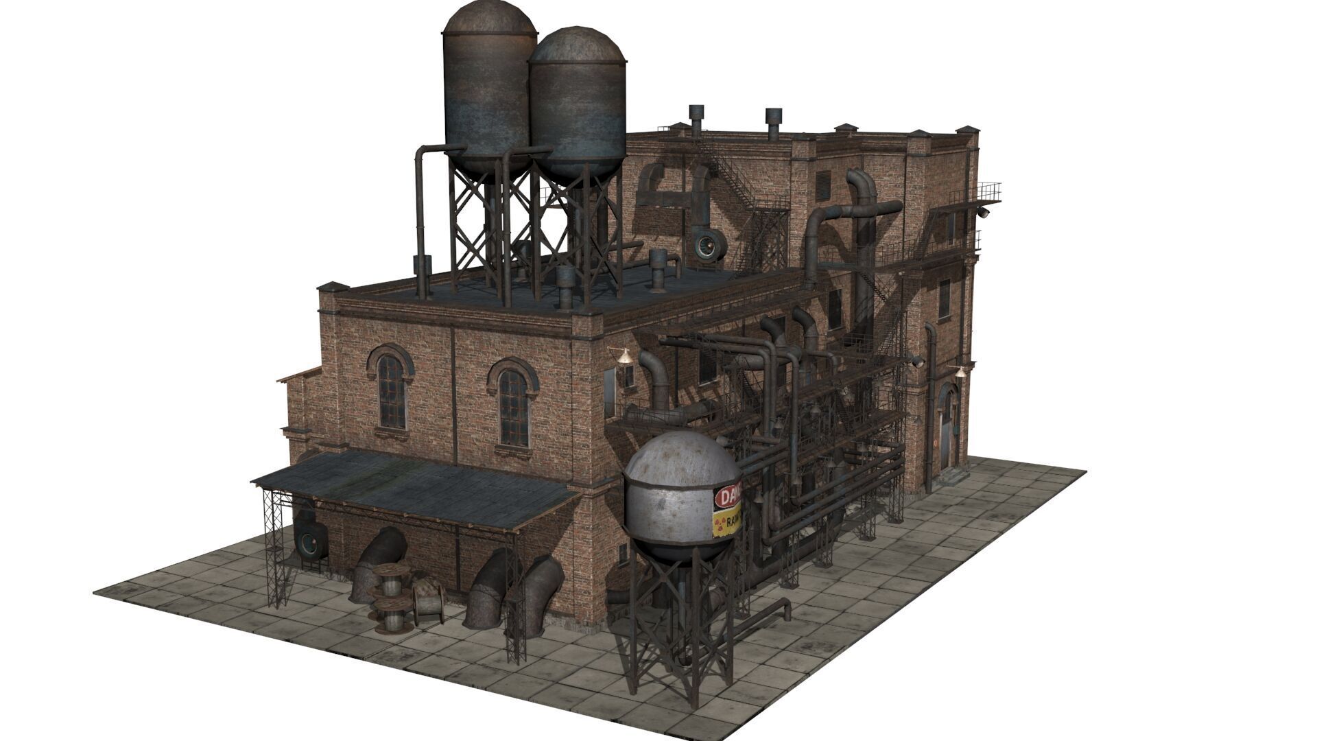 old industrial building  Low-poly 3D model_9