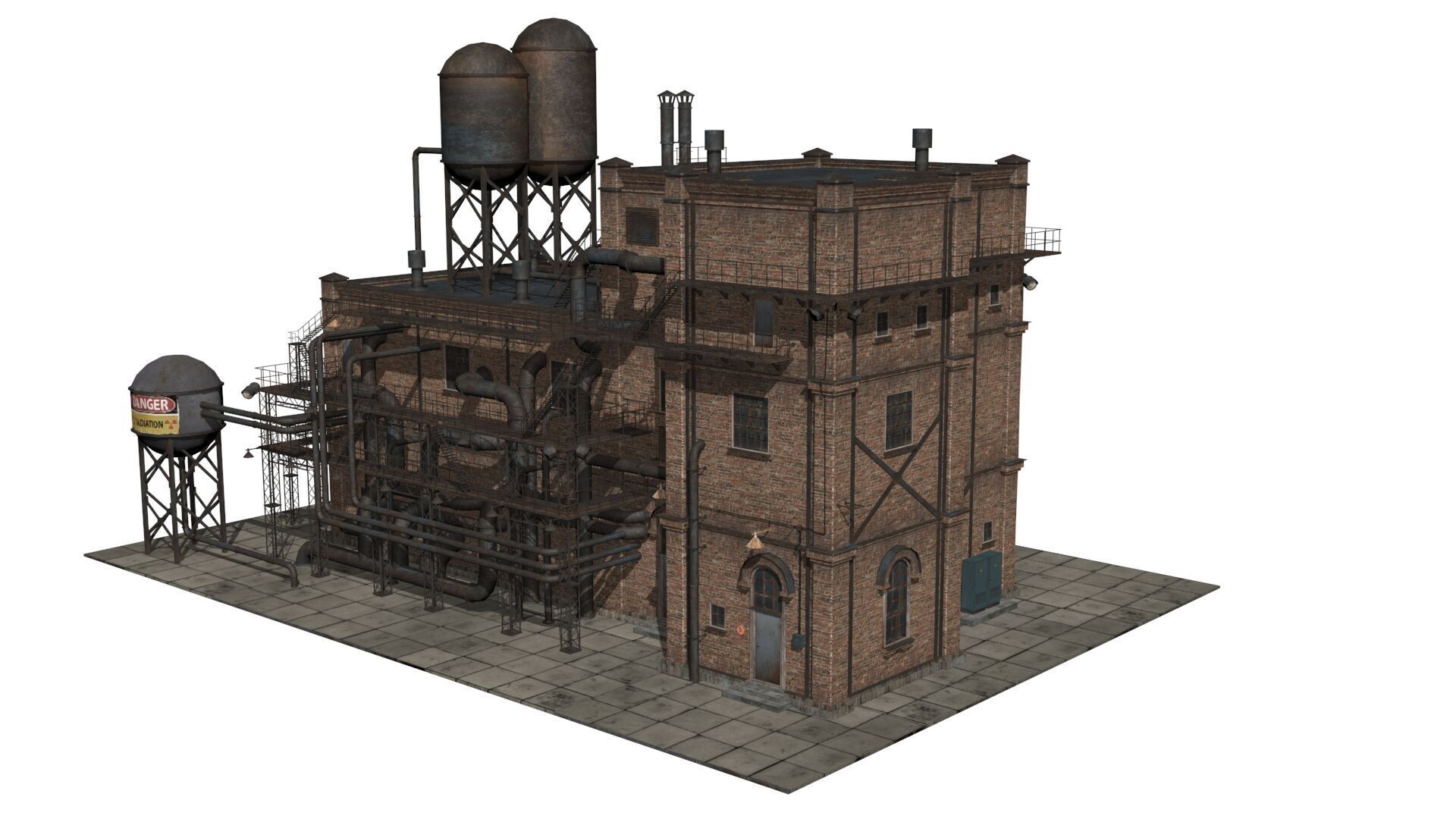 old industrial building  Low-poly 3D model_2