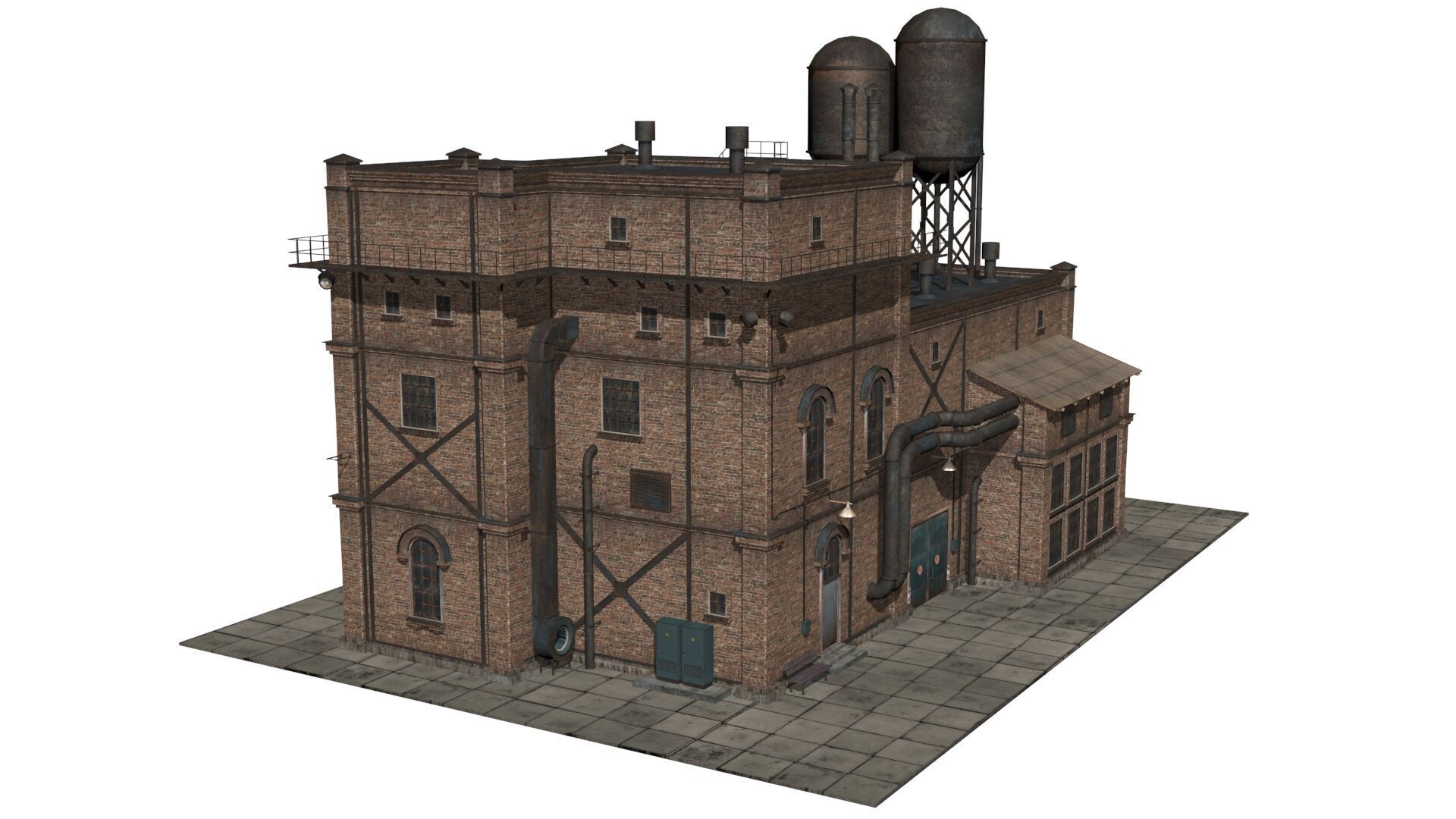 old industrial building  Low-poly 3D model_4