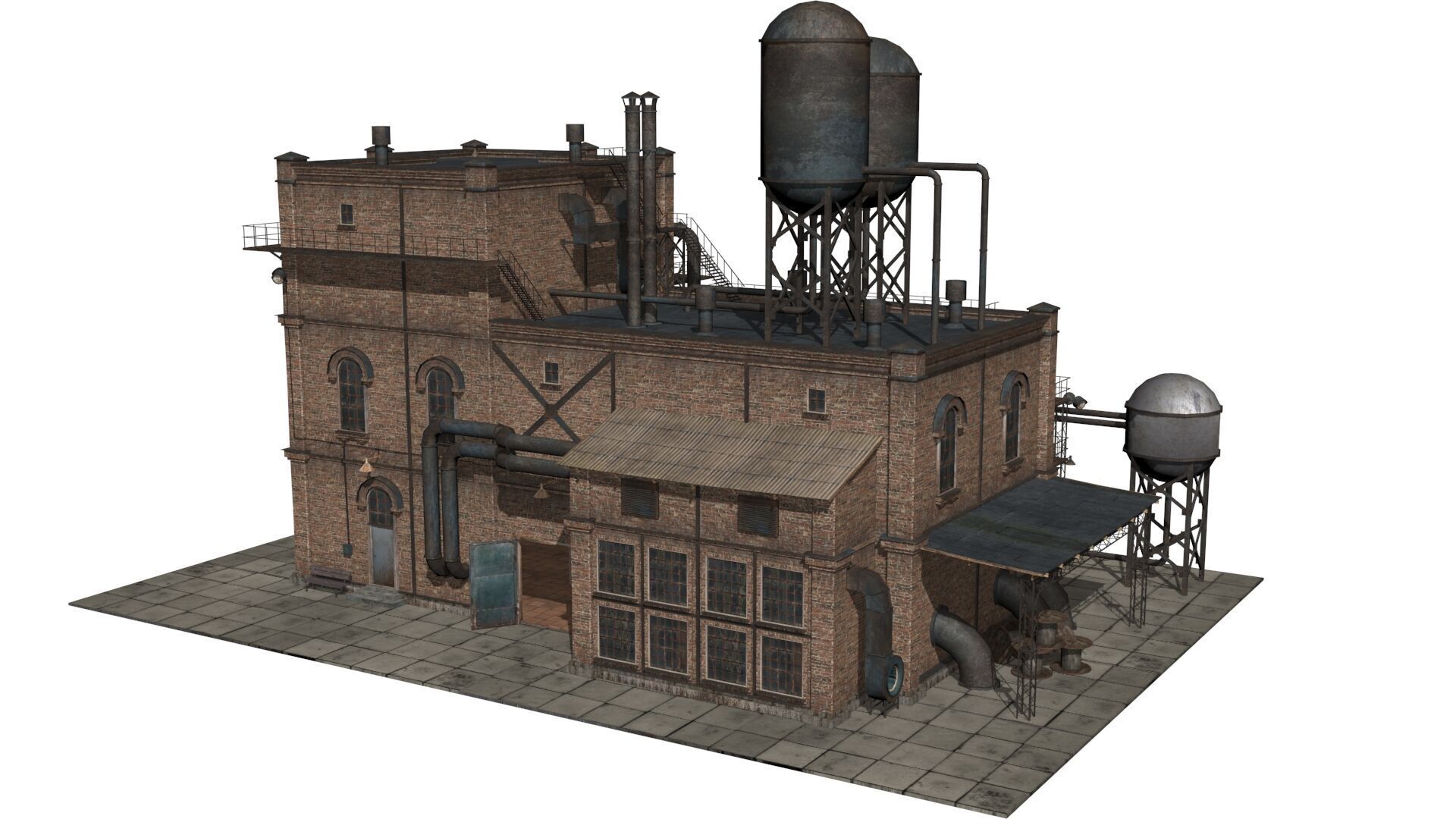 old industrial building  Low-poly 3D model_7