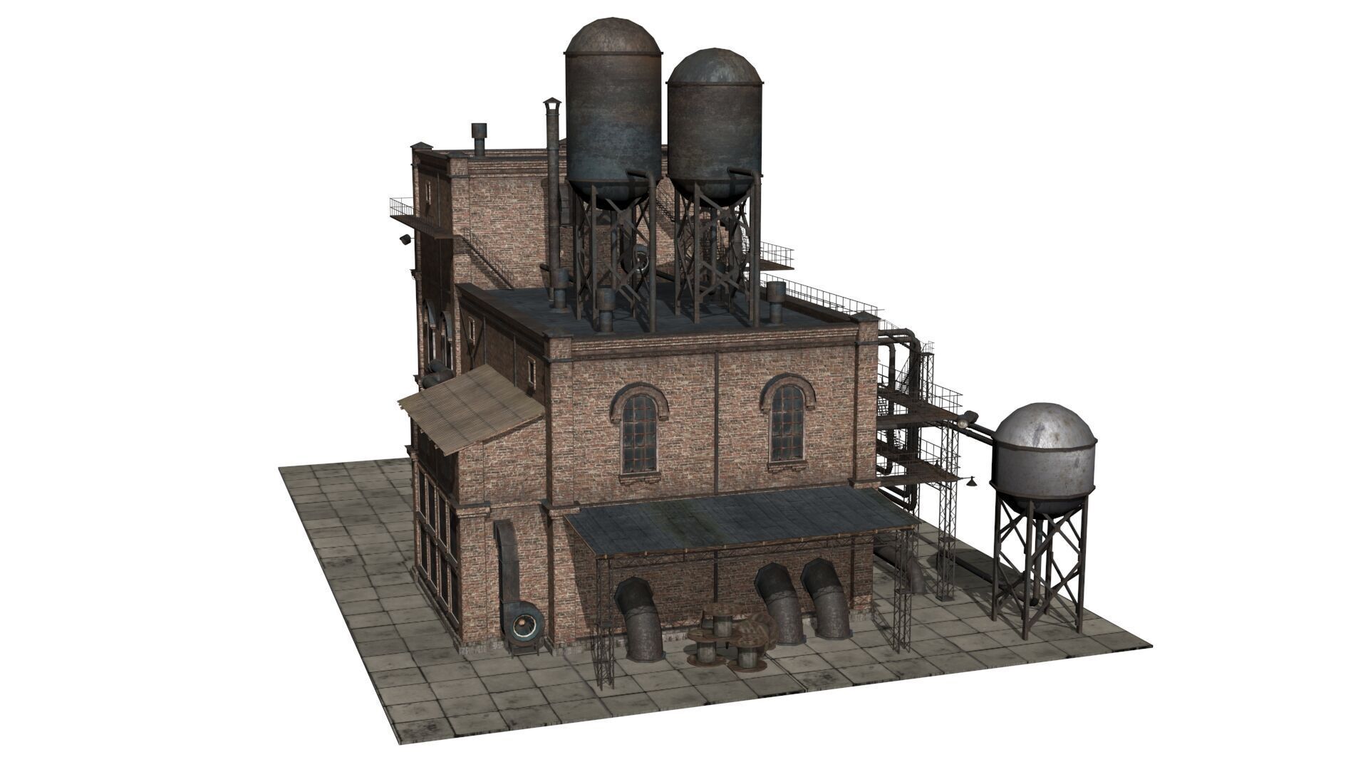 old industrial building  Low-poly 3D model_8