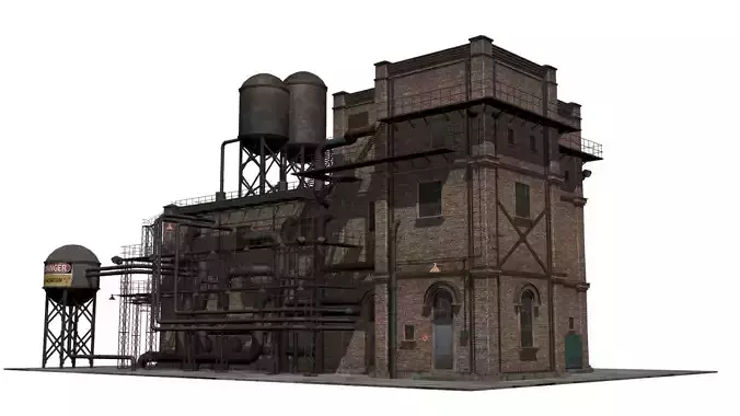 old industrial building  Low-poly 3D model