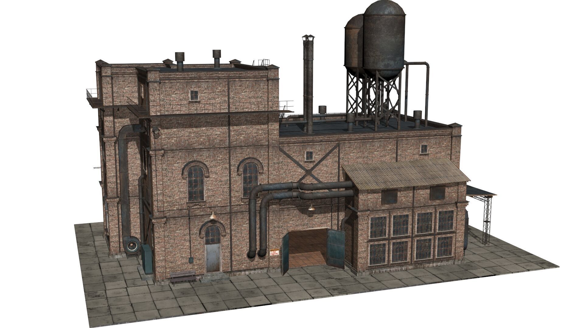 old industrial building  Low-poly 3D model_6