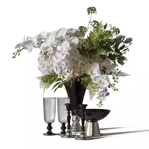 Flower Set 089 tall vase hydrangea orchid