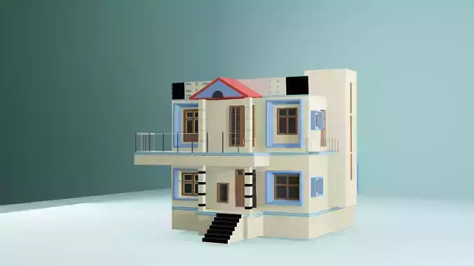 Modern Two Story House Exterior 3D Model No Interior
