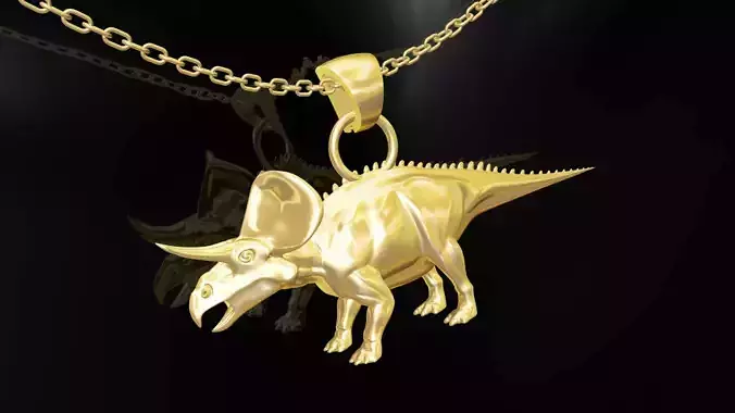 Dinosaur Statue Sculpture pendant jewelry gold