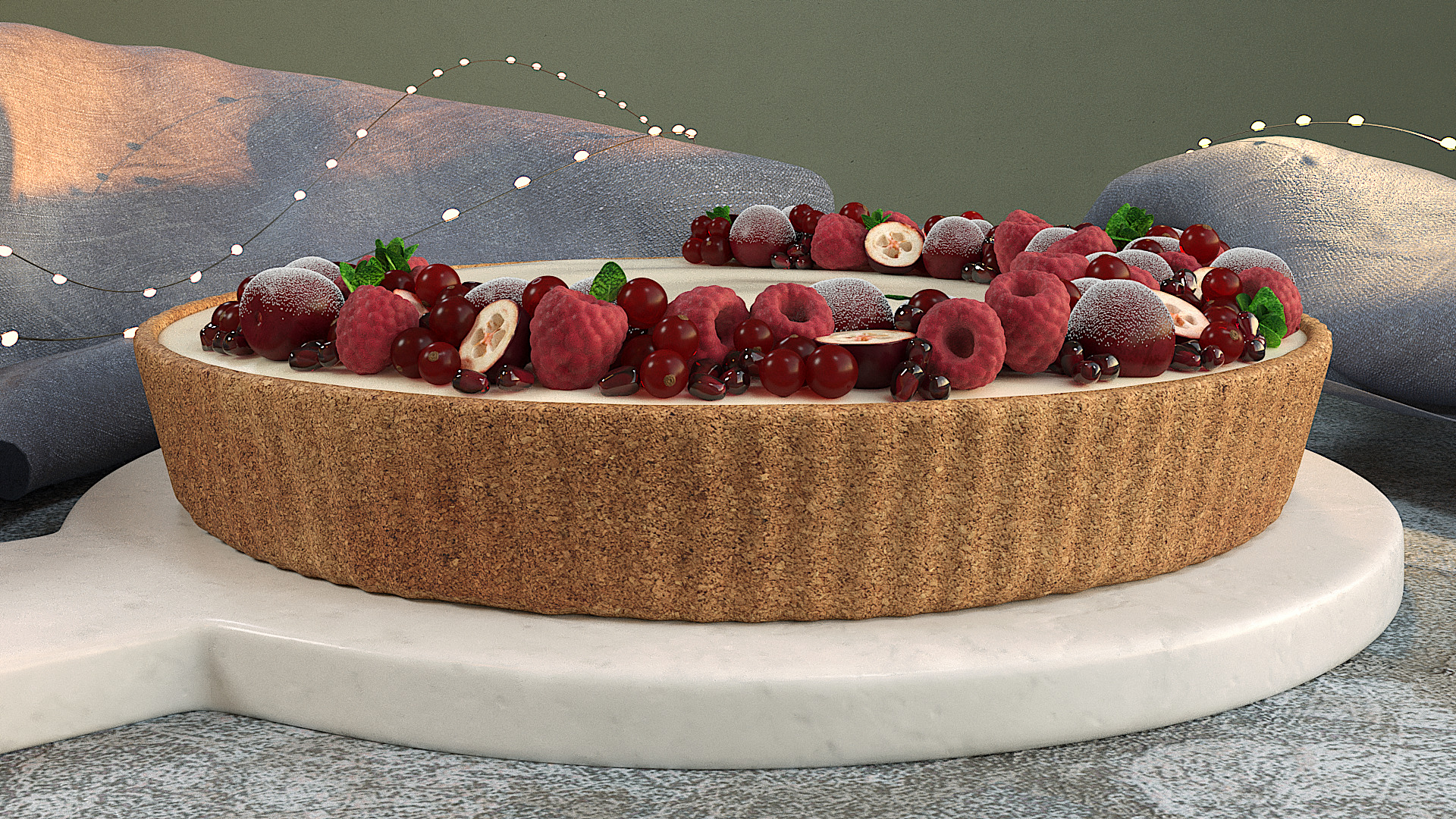 Berry Tart With Custard 3D model_2