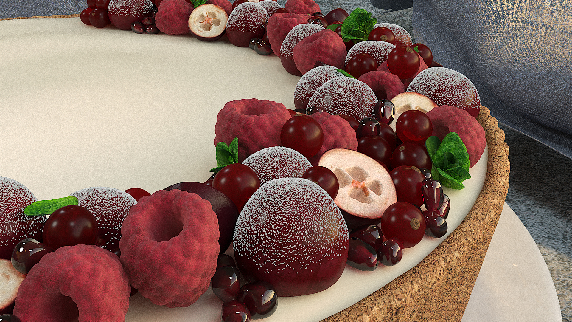 Berry Tart With Custard 3D model_1