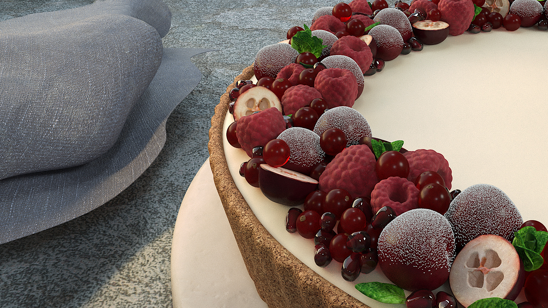 Berry Tart With Custard 3D model_3
