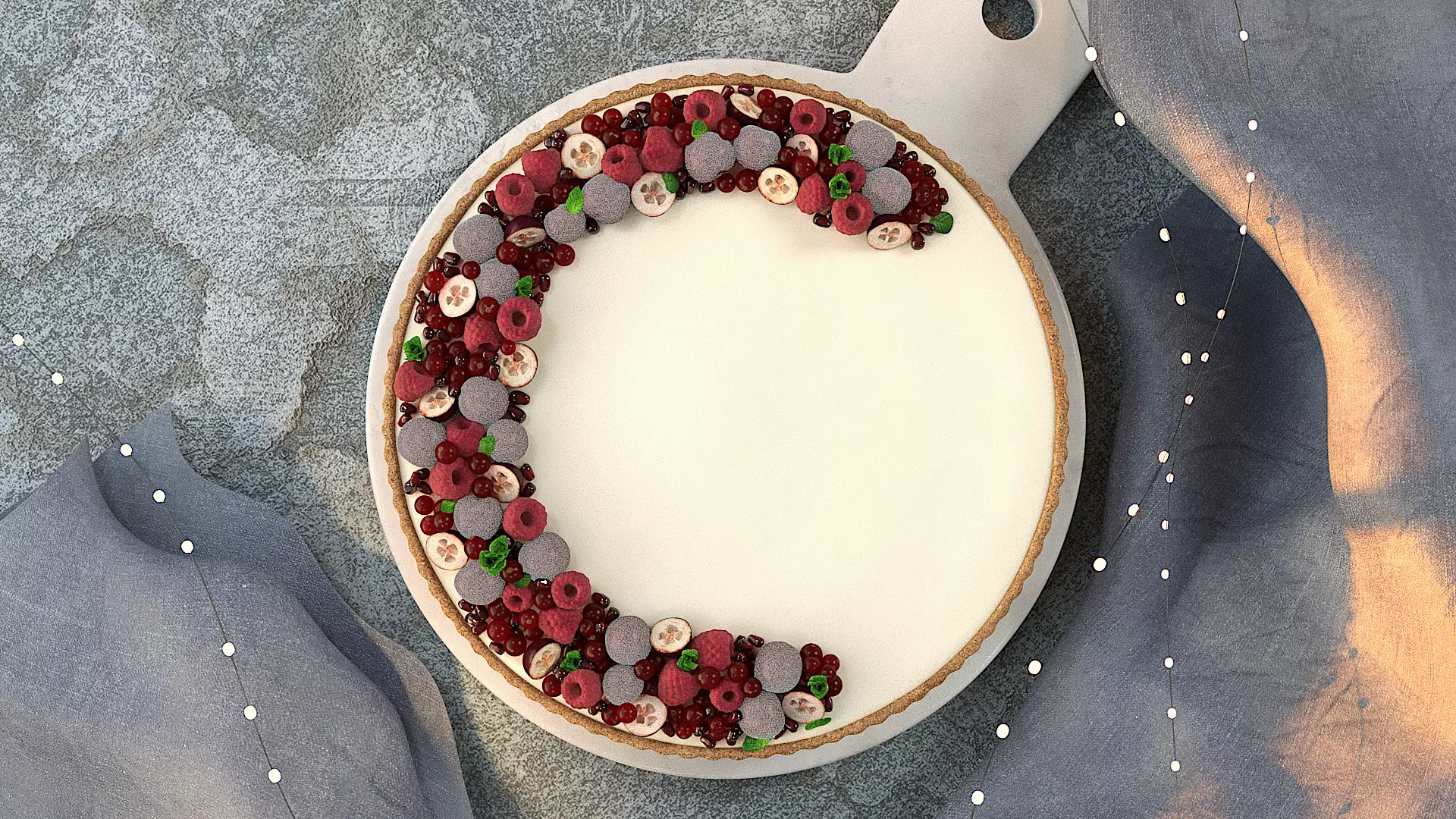 Berry Tart With Custard 3D model_0