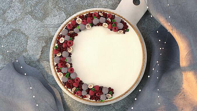 Berry Tart With Custard 3D model