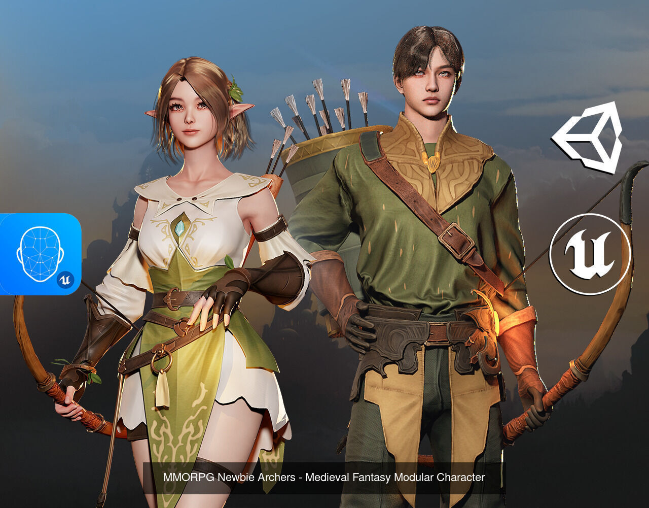 MMORPG Archers - Medieval Fantasy Modular Character Bundle 3D Model Collection_4