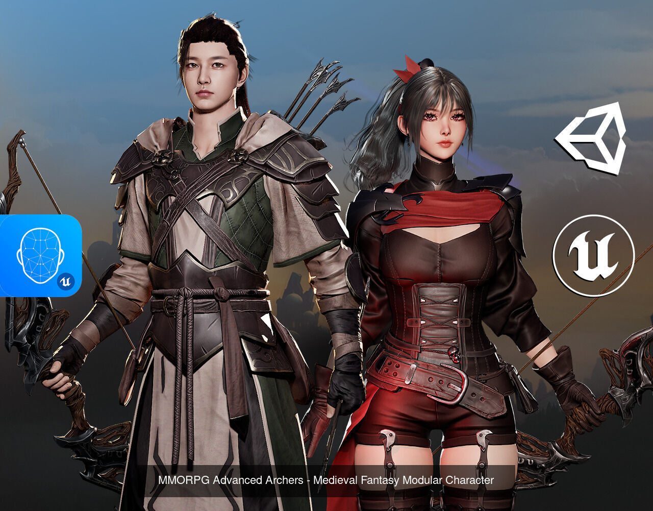 MMORPG Archers - Medieval Fantasy Modular Character Bundle 3D Model Collection_5