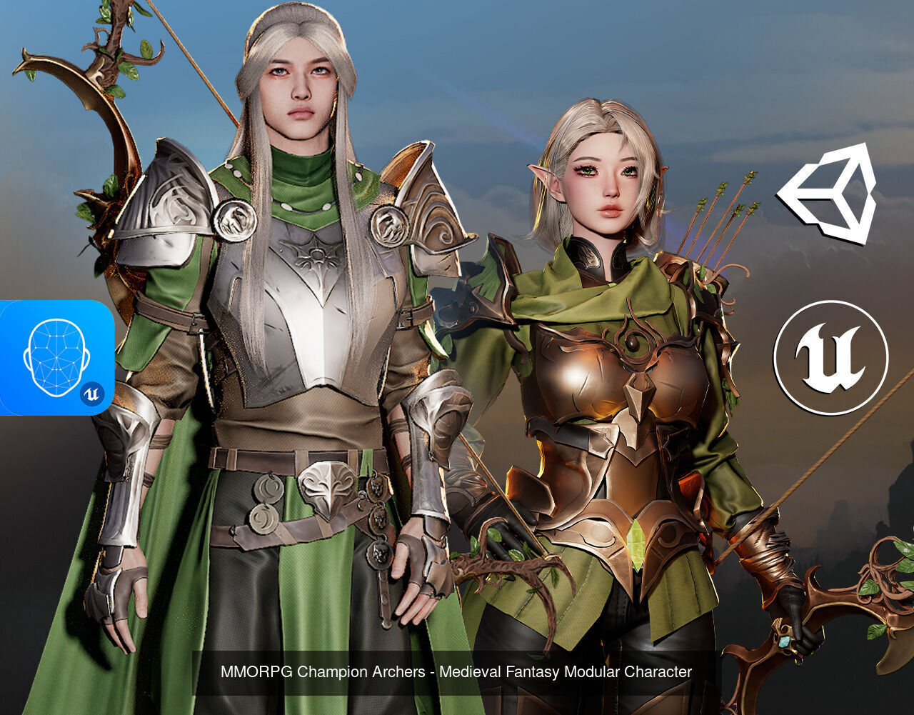MMORPG Archers - Medieval Fantasy Modular Character Bundle 3D Model Collection_6