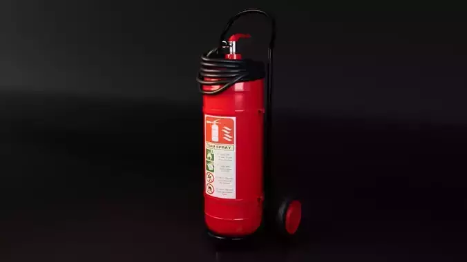 Trolley Mounted Fire Extinguisher Low-poly 3D model